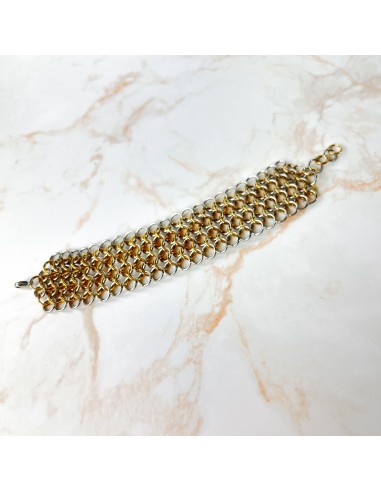 Chainmail bracelet European 4 in 1 stainless steel and 18k gold plated cuff la colonne vertébrale