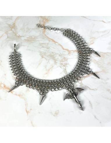 Dragon sword chainmail choker European 4 in 1 stainless steel necklace en stock