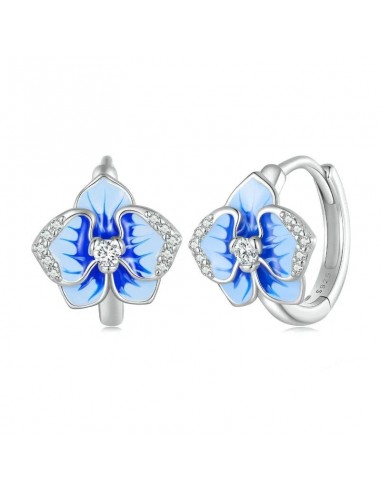 Blue Enamel Butterfly Orchid Ear Clips Phalaenopsis Flower Ear Buckles shop