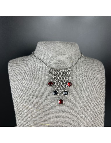 Black and red rhinestones chainmail choker, European 4 in 1 50% de réduction en Octobre 2024