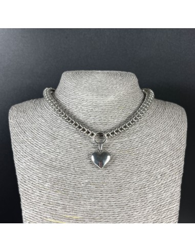 Full Persian puffy heart chainmail choker, stainless steel france