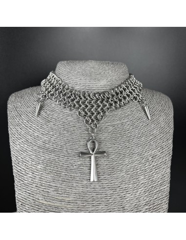 Collier ras de cou en cotte de mailles Ankh collier européen 4 en 1 en acier inoxydable en ligne